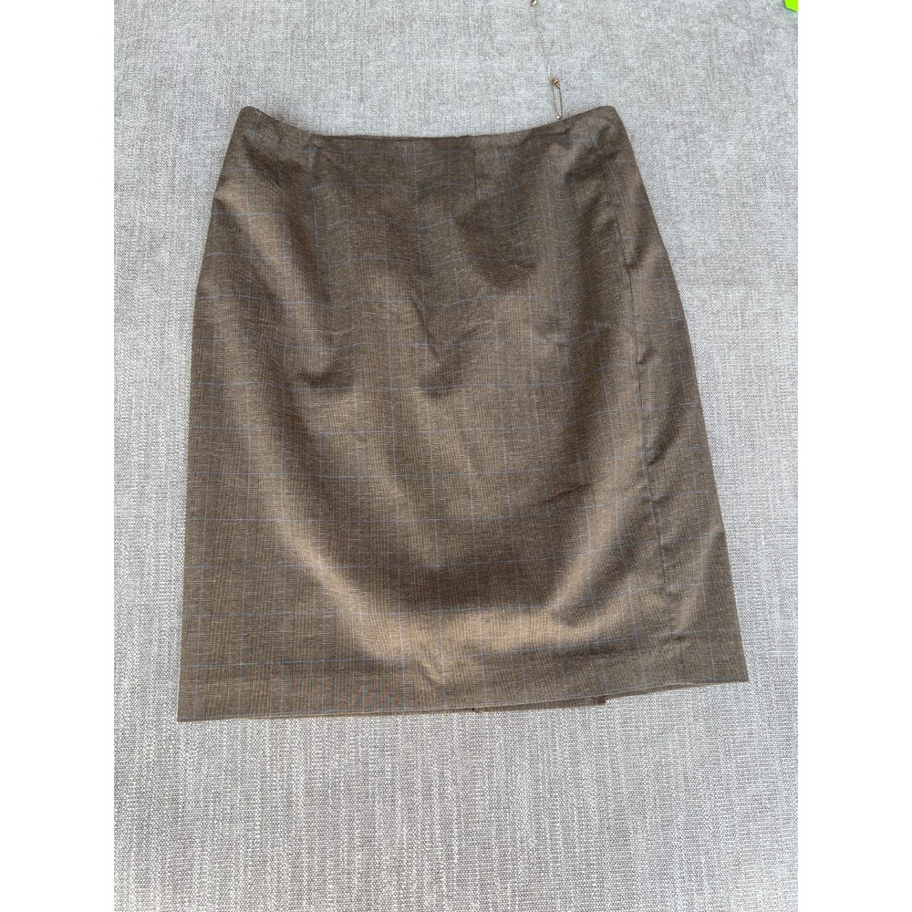 Caslon Pencil Skirt Womens 12 Brown Windowpane Plaid Lined Office Work Career